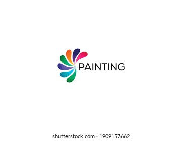 Abstract painting vector emblem logo design