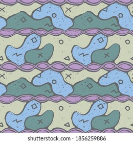 Abstract painting vector seamless pattern, primitive textile design. Colored minimal ornament. Grunge wallpaper.
