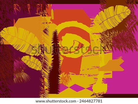 Abstract painting, wall art, vector design illustration. creative graphic design with textured shapes. minimalist abstract geometric face. EPS 10