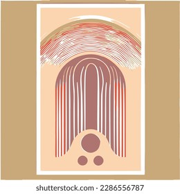 an abstract painting of a woman 's face and a rainbow
