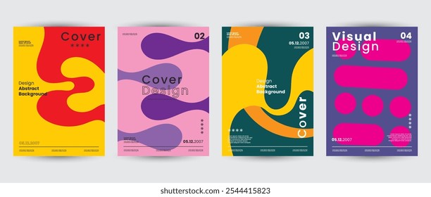 Pinturas abstractas fondos minimalistas. Conjunto de ilustraciones geométricas de Vector. Memphis y diseños de estilo Bauhaus. Formas geométricas, fondos, patrones de moda. Perfecto para la pintura, cartel