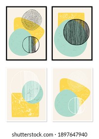 Abstract paintings in the style of minimalism. The composition consists mainly of geometric shapes that imitate graphic materials. The paintings are suitable for decorating walls, postcards, etc.
