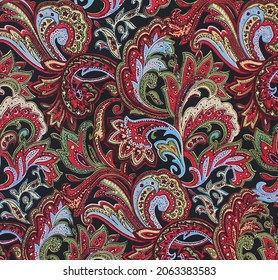 abstract paisley arrangement with a solid background, vector all over design for textile printing factory