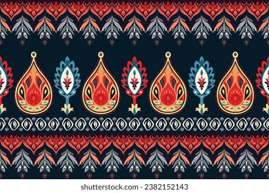 Abstract paisley ethnic pattern flower design. Aztec fabric boho mandalas textile wallpaper. Tribal native motif African American sari elegant embroidery vector background 