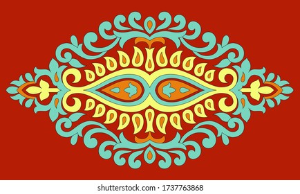 Resumen de motivos paisley con fondo rojo