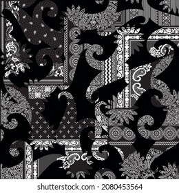 motif abstrait paisley patchwork sur fond