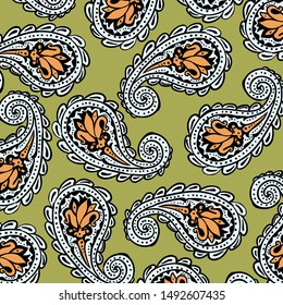 abstract paisley pattern with green backround
