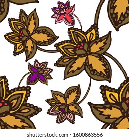 Abstract paisley seamless pattern in beautiful style. Abstract vector indian batik background. Textile print design. Fabric texture print. Classic ornamental paisley for any purposes