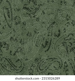 abstract paisley seamless pattern on Green background