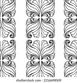 Abstract paisley seamless pattern, vertical rows of curls on a white background vector illustration