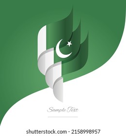 Abstract Pakistan 3D wavy flag white green modern ribbon strip logo icon abstract background vector