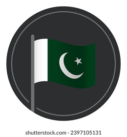 Abstract Pakistan Flag Flat Icon in Circle Isolated on White Background