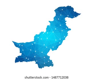 Abstract Pakistan Map geometric rumpled triangular low poly style gradient graphic on white background , line dots polygonal design for your . Vector illustration eps 10