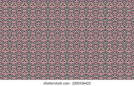 Abstract Pakistani Chinese flourish pattern wallpaper. illustration for oriental design. Red, white, green, and black colors. Seamless background.