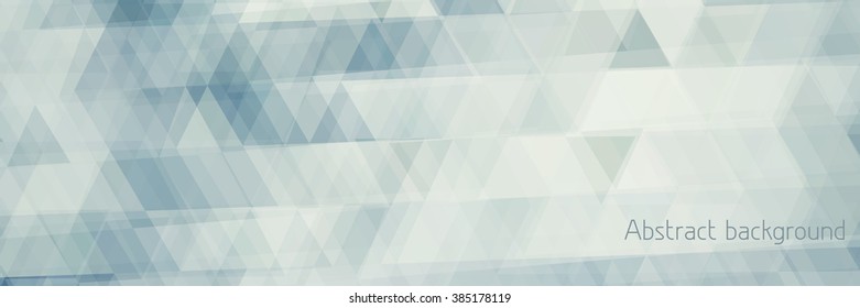 Abstract pale background for banner textured by triangles. Horizontal vector graphic pattern