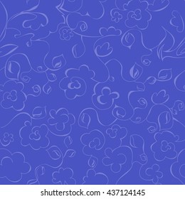 abstract pale blue  flower and leaves pattern