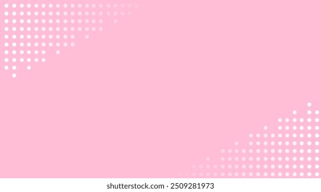 Abstract pale pink background with white dotted patterns in corners. Geometric design template for banner, poster, or website header with copy space