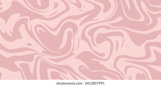 Abstract pale pink waves print background. 1970s trippy seamless pattern. Marble acrylic swirl pattern. 