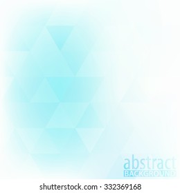 Abstract pale turquoise background textured by light blue triangles. Subtle vector graphic pattern
