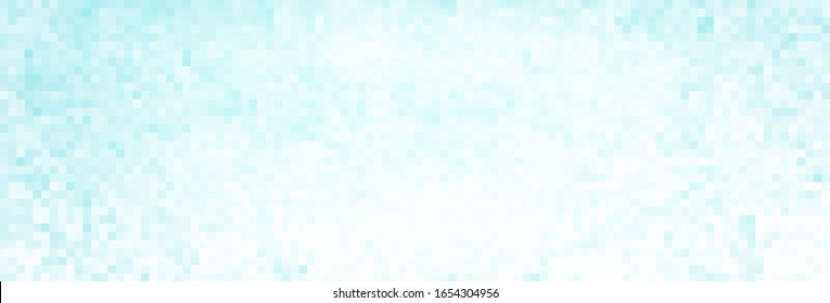 Abstract pale turquoise pixel background. Wide subtle light cyan vector graphic pattern