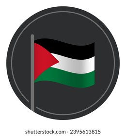 Abstract Palestine Flag Flat Icon in Circle Isolated on White Background