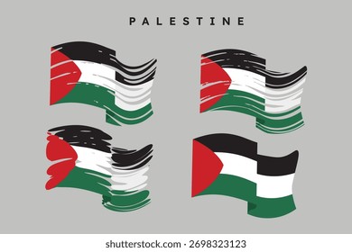 Abstract Palestine flag set in waves.