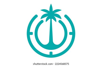 logotipo abstracto de la palma y el reloj