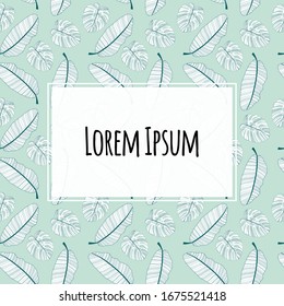 Abstract Palm Leaf Background with Frame. Vector Illustration EPS10