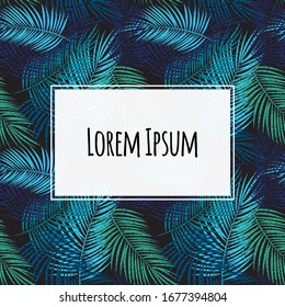 Abstract Palm Leaf Background with Frame. Vector Illustration EPS10