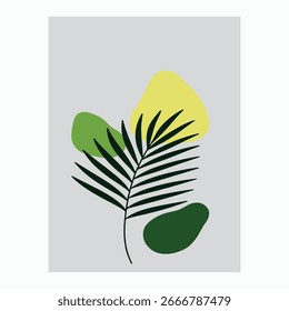 Abstract Palm Leaf Composition Illustration