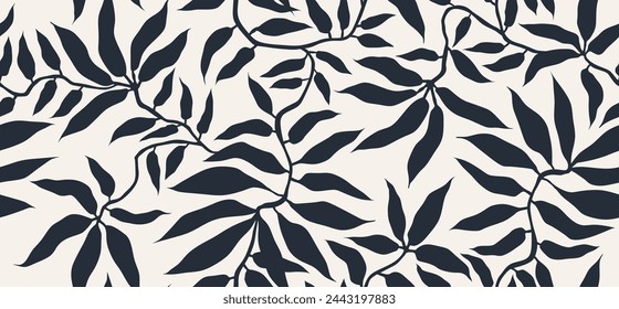 Abstract palm leaves seamless pattern on white background. leaf pattern.