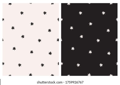 Palm abstracta deja un patrón de vectores sin soldadura. Diseño minimalista tropical negro y beige. Decoración Aloha Party. Mano de crema clara con las palmas dibujadas aisladas en un fondo negro. Fondo tropical.