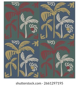  Abstrakte Palm Baum Block drucken nahtloses Muster