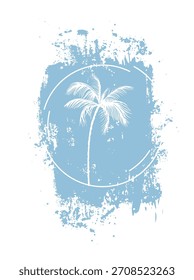 Abstractas palmera en una mancha. Imprimir en una camiseta. Dibujado a mano. No IA, Ilustración vectorial