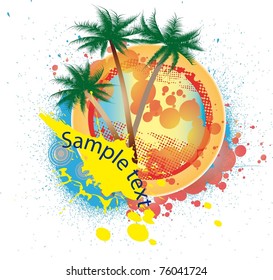 abstract palm tree with blots