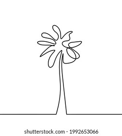 Abstract palm tree as line drawing on the white background. Vector