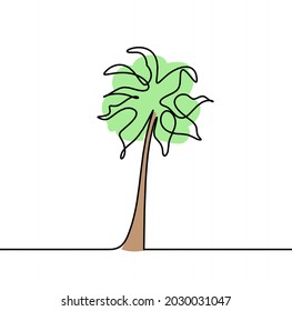 Abstract palm tree as line drawing on the white background. Vector