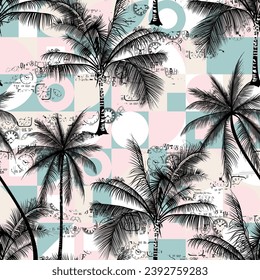 abstract palm tree seamless pattern on background