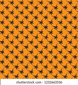 Abstract palm tree silhouette seamless pattern orange background