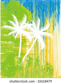 Abstract palm trees illustration in soft colours