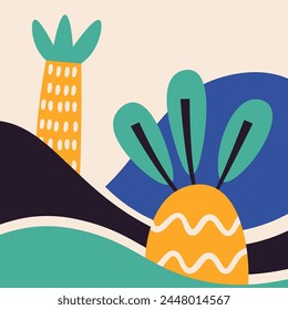 Ilustración vectorial Abstractas del paisaje de palmeras