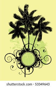Abstract with palm trees on a textured background