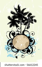 Abstract with palm trees on a textured background