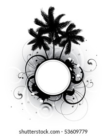 Abstract with palm trees on a white background