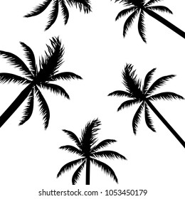 Abstract Palm Trees Vector Illustration, Black and White