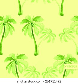 Abstract palm watercolor seamless background. Palm background.