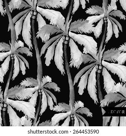 Abstract palm watercolor seamless background. Palm background.