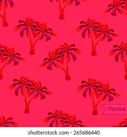 Abstract palm watercolor seamless background. Palm background.