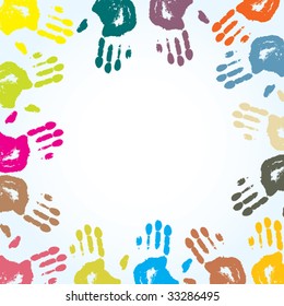 Abstract palms background. Frame for your text. Vector illustration.