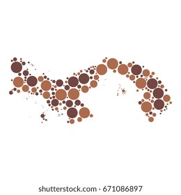 abstract panama map filled with two-colors circles of different sizes